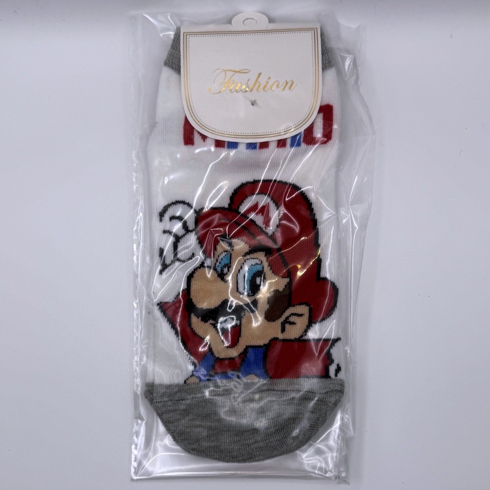 Nintendo Super Mario Character‎ Crew Socks White Gray One Size